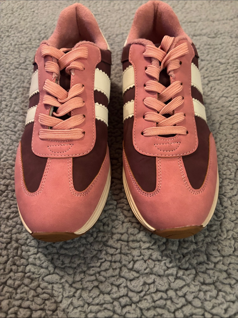 NWOT Dolce Vita Pink & Burgundy Retro Stripe Sneakers